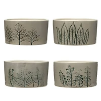 Hello Honey® 4" Cream Stoneware Botanicals Bowl Set