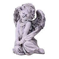 9.5" Heavenly Gardens Gray Sitting Cherub Angel Outdoor Garden Statue