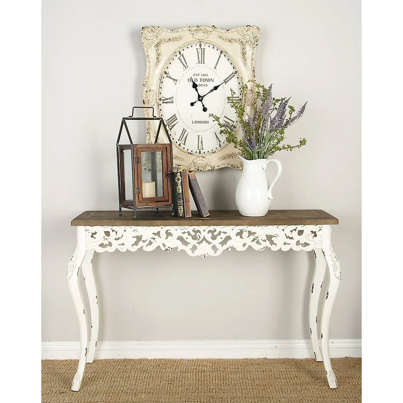 White Farmhouse Wood Console Table, 30" x 46"