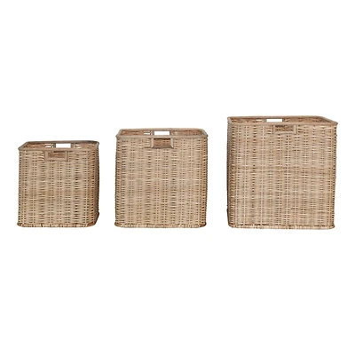 Hello Honey® Natural Handmade Palm & Rattan Basket Storage Set with Handles