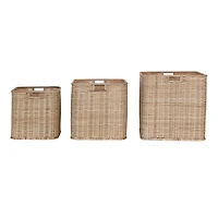 Hello Honey® Natural Handmade Palm & Rattan Basket Storage Set with Handles