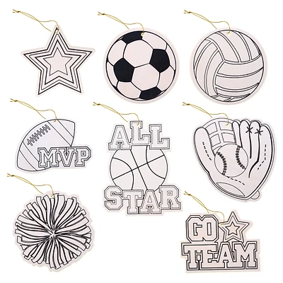 Sports Color-In Wood Ornaments by Creatology™