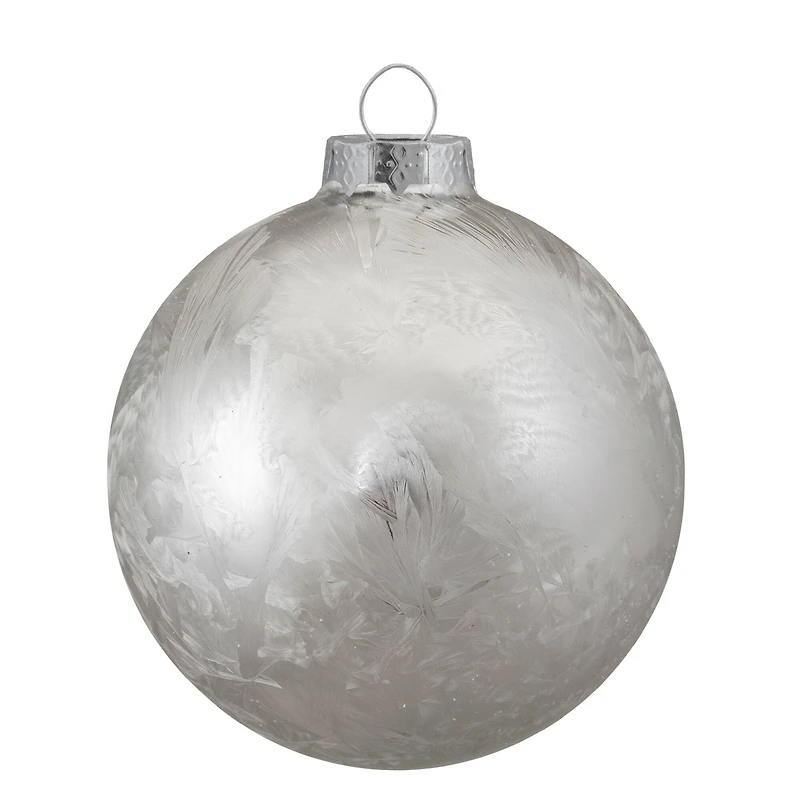 4ct. Silver & Clear 2-Finish Glass Ball Ornaments