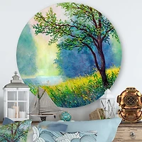 Designart - Summer Forest With River and Waterfall