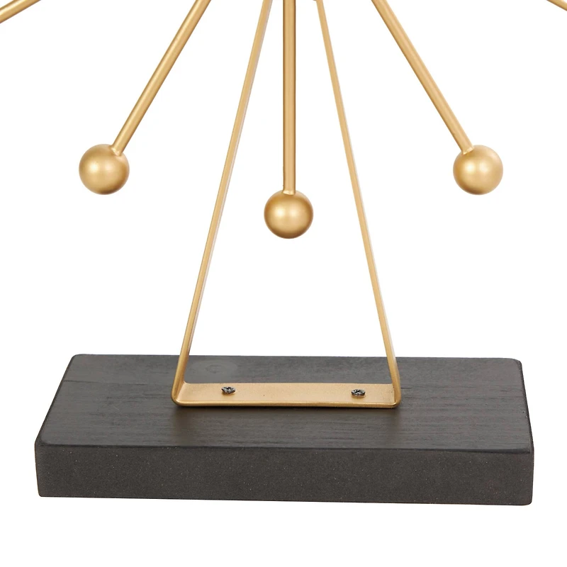 CosmoLiving by Cosmopolitan 12" Gold Metal Sunburst Clock with Black Base & Clockface