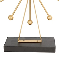 CosmoLiving by Cosmopolitan 12" Gold Metal Sunburst Clock with Black Base & Clockface