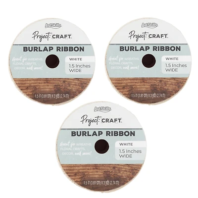 ArtSkills® Project: Craft™ 1.5” x 3yd. Burlap Ribbon, 3ct.