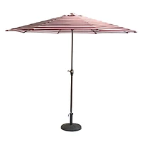8ft. Burgundy & White Stripe Patio Market Umbrella with Hand Crank & Tilt