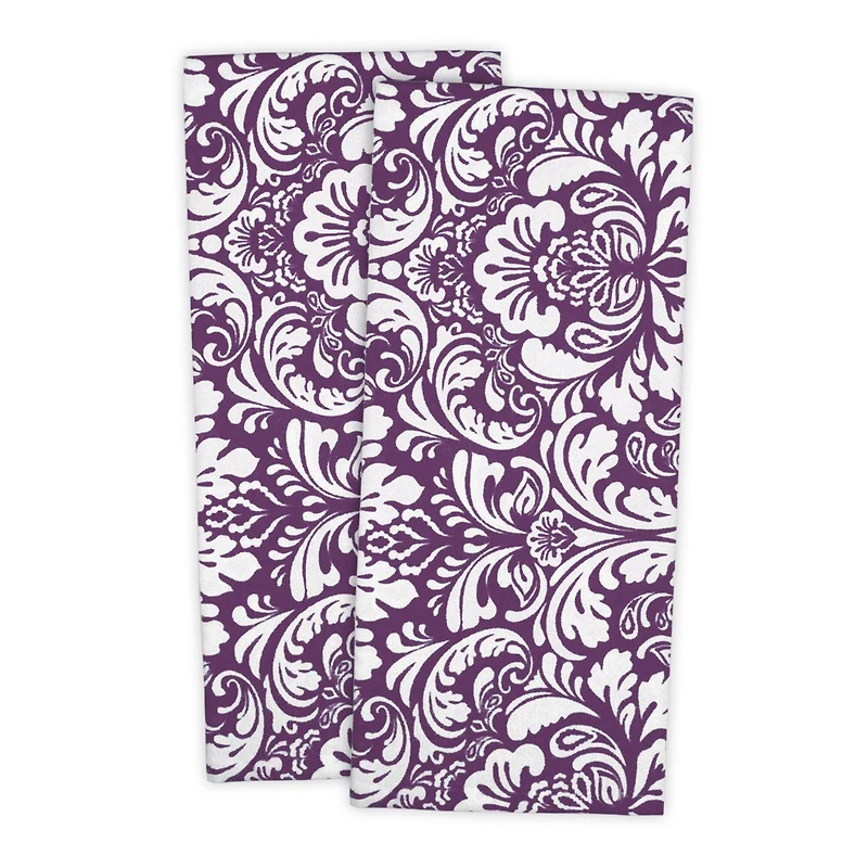 DII® Eggplant Damask Dishtowel, 2ct.