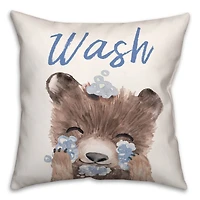 Bear Washing Face 18" x 18" Indoor/Outdoor Pillow