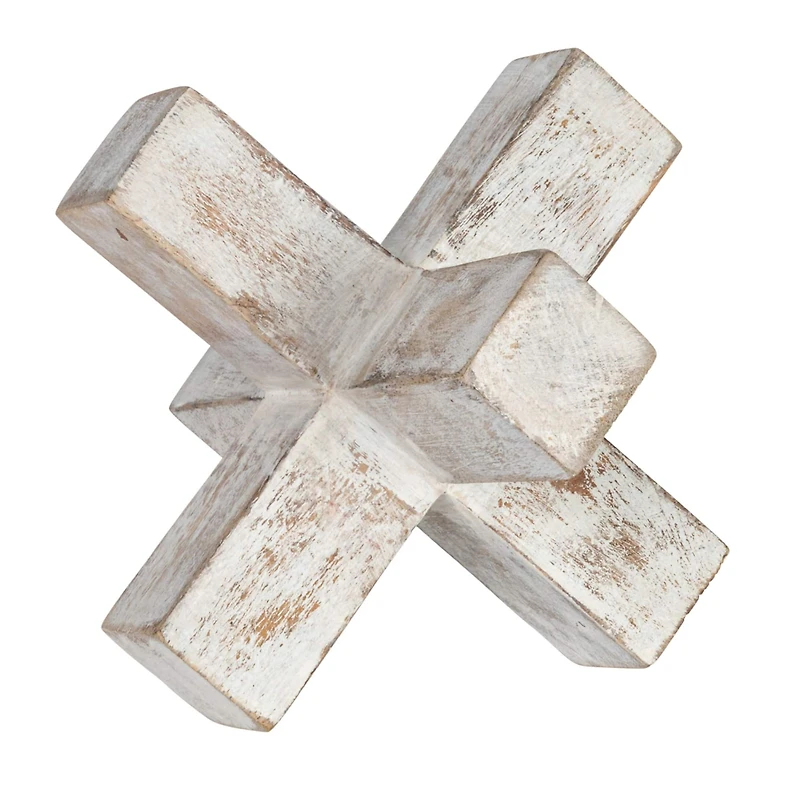 Hello Honey® 6" Whitewashed Mango Wood Jack Cross Decoration