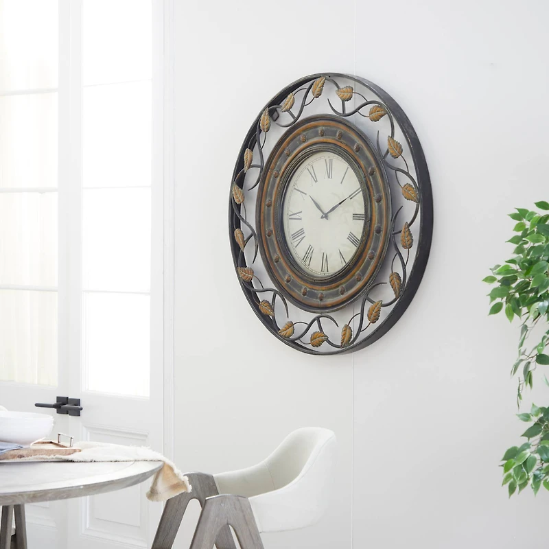 Brown Rustic Metal Wall Clock