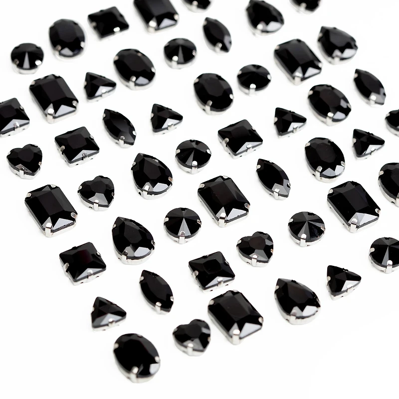 CousinDIY Silver Jet Glass Sew-On Rhinestones, 56ct.