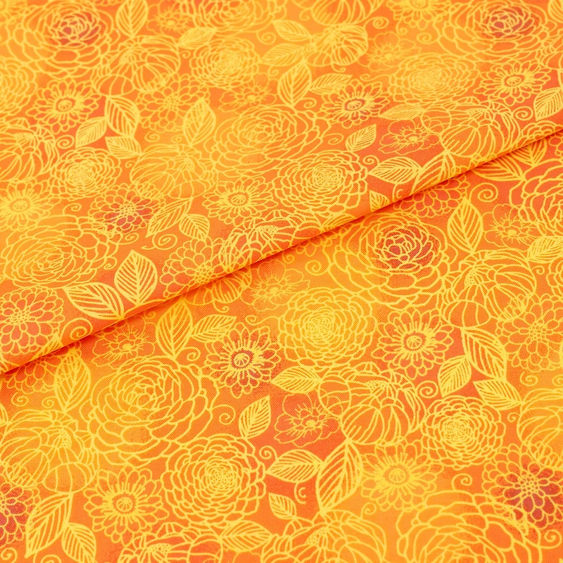 SINGER Tonal Floral Orange Cotton Fabric