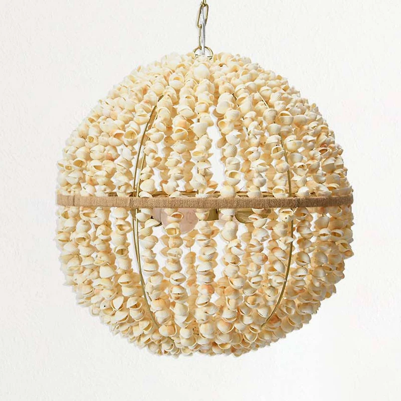Hello Honey® 19" Round Ball Metal and Shell Ceiling Light