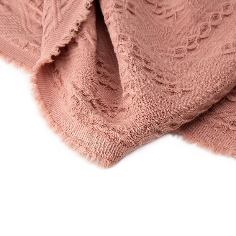 Glitzhome® Coral Pink Grid Cotton Woven Throw