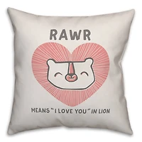 Rawr Means "I Love You" in Lion Throw Pillow