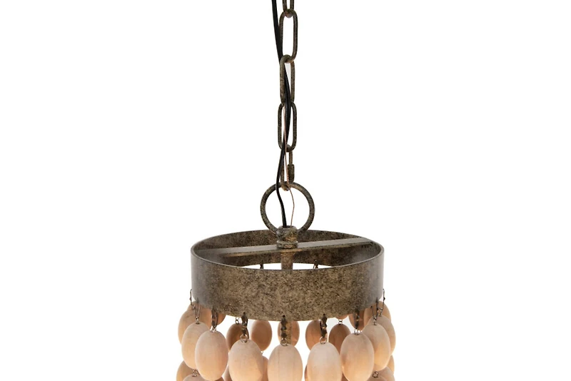 Hello Honey® 38" Brown Rustic Metal and Draped Wood Bead Chandelier