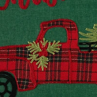 DII® 70" Green Merry Christmas Truck Embroidered Table Runner