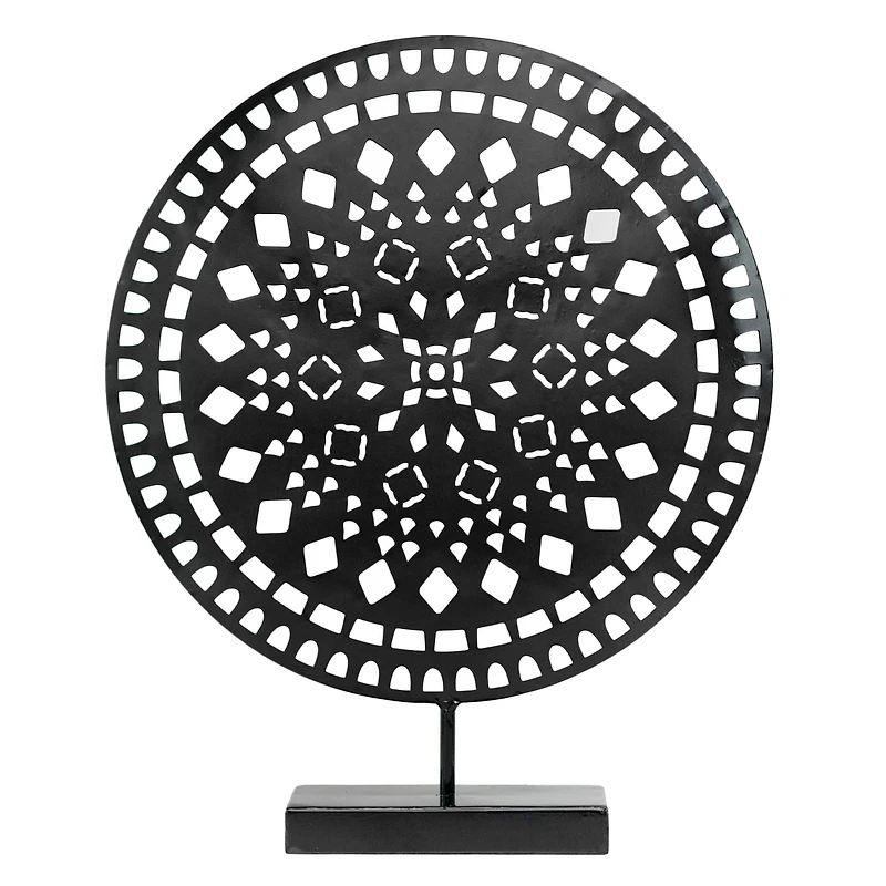 17" Black Rustic Metal Medallion Sculpture