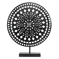 17" Black Rustic Metal Medallion Sculpture