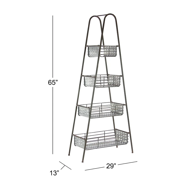 Farmhouse Black Metallic 4-Tier Storage Rack