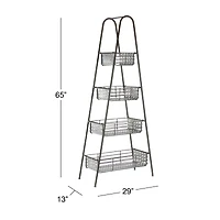 Farmhouse Black Metallic 4-Tier Storage Rack