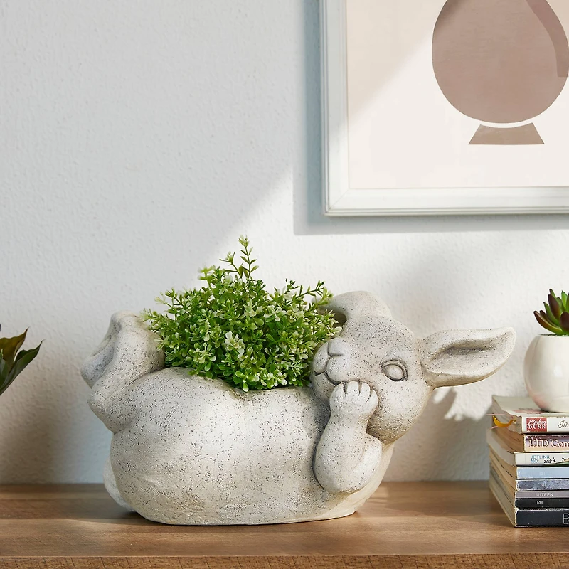 Glitzhome® 14.25" Rabbit Statue Planter