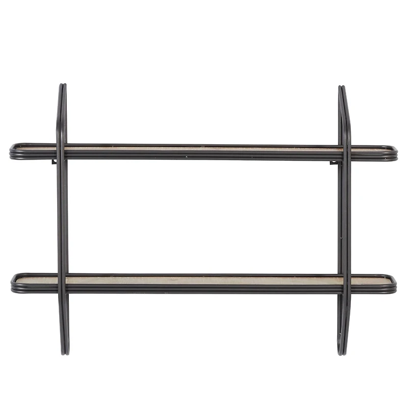 Black Iron and Wood Industrial Wall Shelves, 23" x 32" x 6"