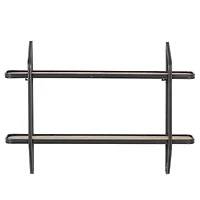Black Iron and Wood Industrial Wall Shelves, 23" x 32" x 6"