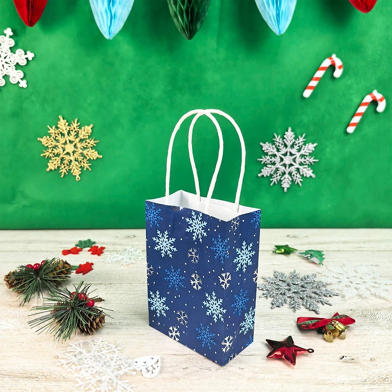 Mini Navy Snowflakes Gift Bags, 6ct. by Celebrate It™