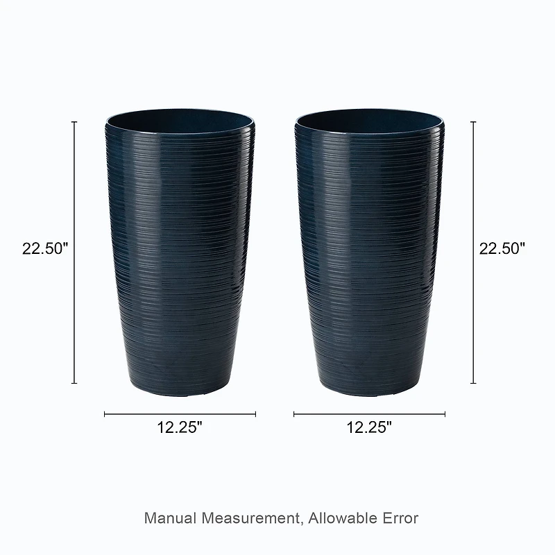 Glitzhome® 22.5" Turquoise Faux Ceramic Textured Planters, 2ct.