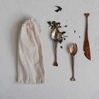 Hello Honey® Hand Forged Copper Appetizer Cutlery Set in Drawstring Bag