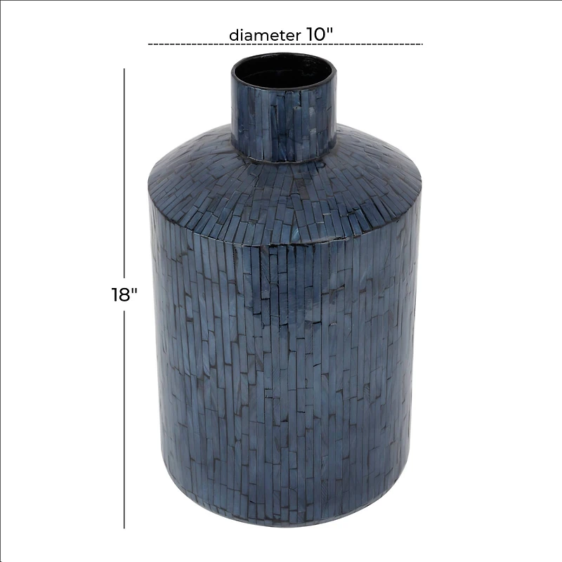Blue Shell Contemporary Vase, 18" x 10" x 10"