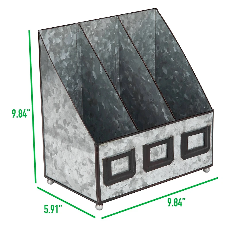 Mind Reader Silver Rustic Magazine Organizer