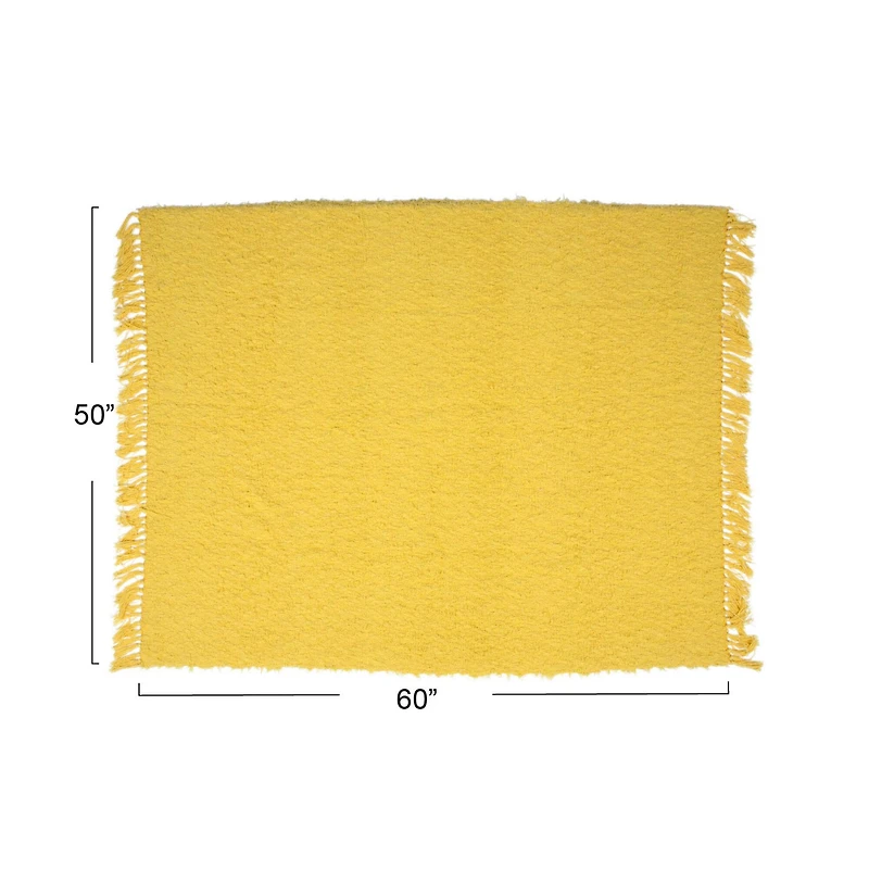 Hello Honey® 60" Chartreuse Woven Cotton Throw Blanket with Fringe