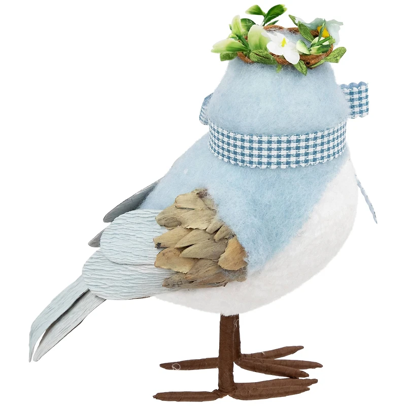 7.25" Blue Plush Easter Bluebird Accent with Gingham Bow