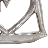 10" Silver Ceramic Heart Abstract Overlapping Sculpture
