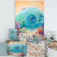 Designart - Turquoise Ocean Spiral With Coral Reef Fishes