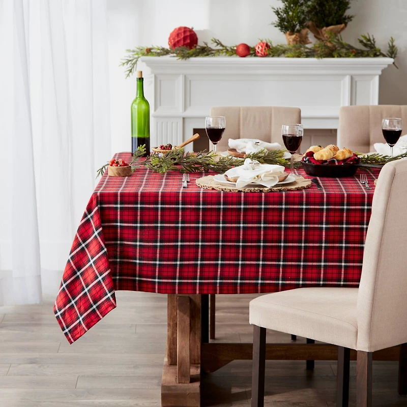 DII® 120" Glad Tidings Plaid Tablecloth
