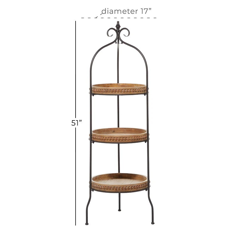 Brown Metal Traditional Shelving Unit, 51 " x 17 " x 17 "