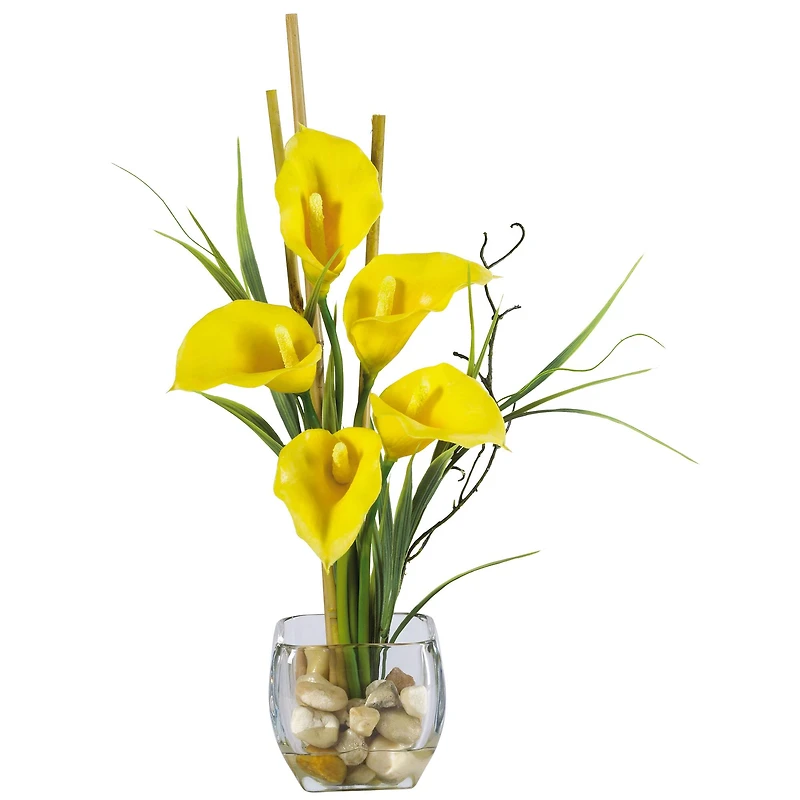 18'' Yellow Calla Lily in Liquid Illusion Vase