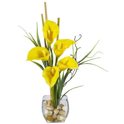 18'' Yellow Calla Lily in Liquid Illusion Vase 