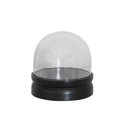 Hello Honey® 8.5" Glass Cloche with Black Mango Wood Base Set