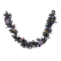 6ft. Black & Purple Rose & Lace Bow Garland by Ashland®
