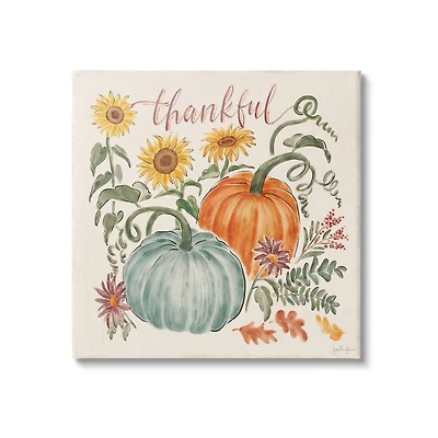Stupell Industries Autumn Botanical Thankful Nature Canvas Wall Art