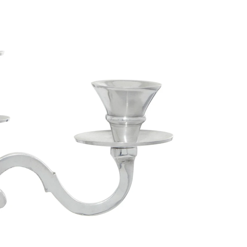 Silver Metal Traditional Candlestick Holders, 23" x 10" x 10"
