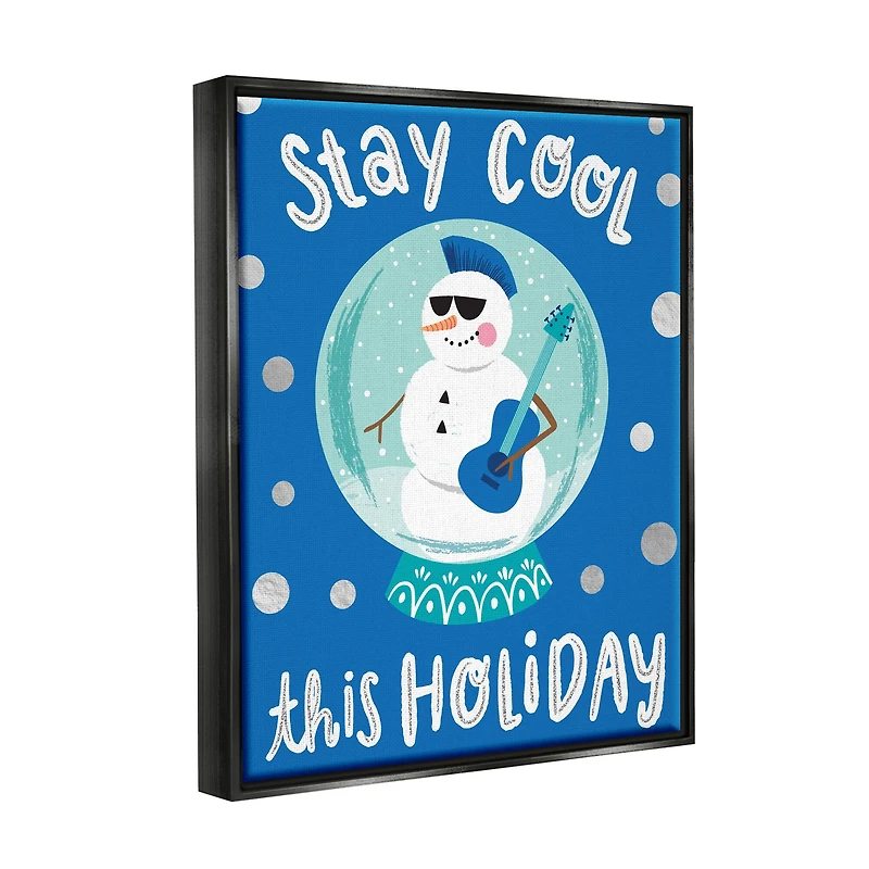 Stupell Industries Stay Cool This Holiday Musician Snowman Framed Floater Canvas Wall Art