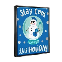 Stupell Industries Stay Cool This Holiday Musician Snowman Framed Floater Canvas Wall Art