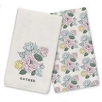 Floral Sketch Gather Tea Towel Set